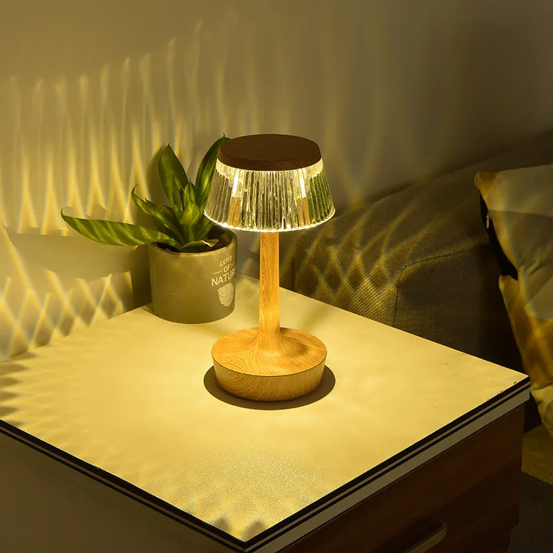 Rechargeable Bedside Luxury Acrylic Modern Led Touch Control Crystal Table Lamp Night Light