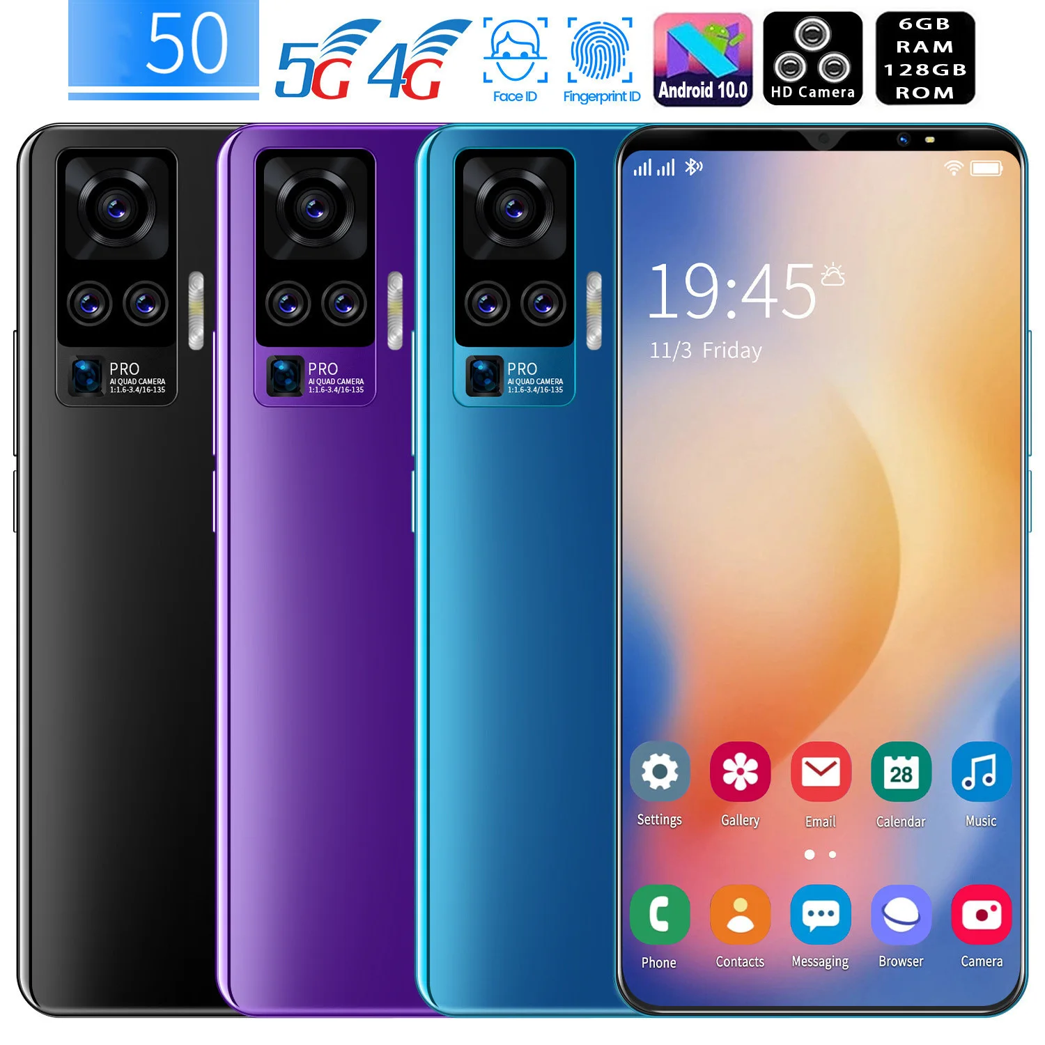 2021 New X50 6GB+128GB 5 inch 4800mAh  Cheap Unlocked Cell Phone Low Price Smart Mobile Phones 4G Android Smartphone