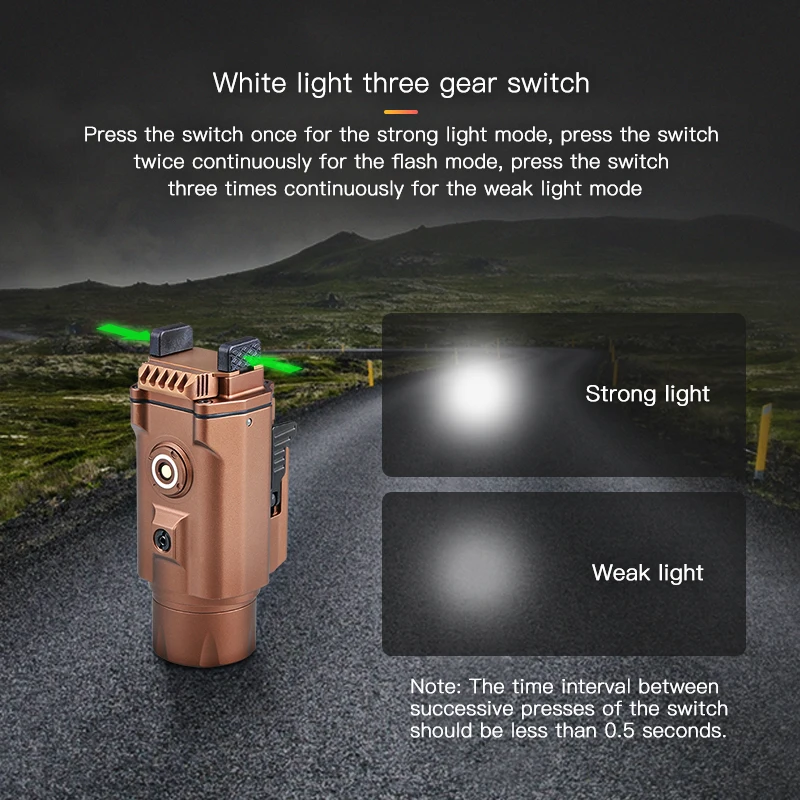 Tan Color 1500Lumens Tactical Flashlight Green Laser Combo lanterna Tactical Light Flashlight with Magnetic charging