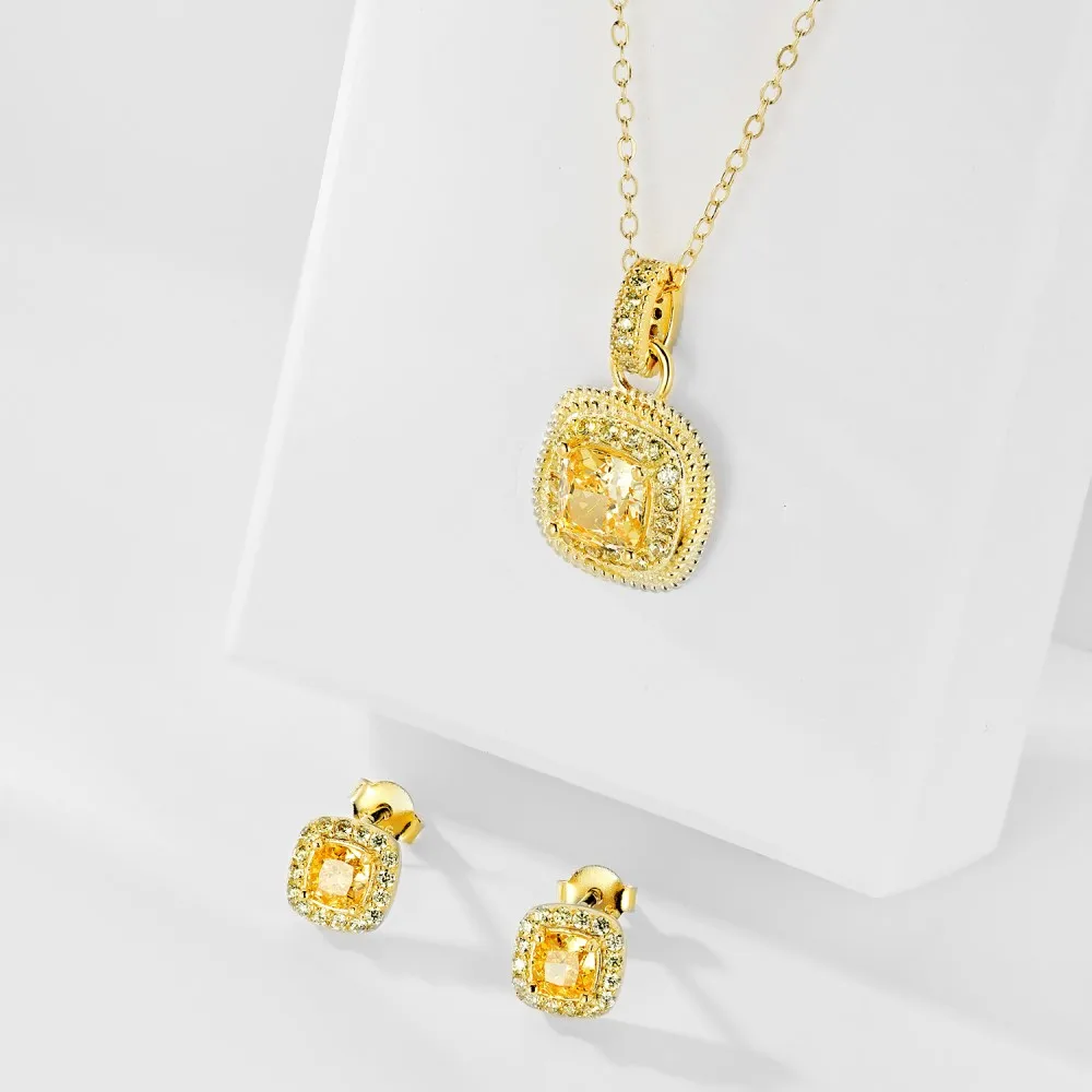 Dylam Simple Link Chain Jewellery Necklaces 18K Gold Plated Yellow 8A Cubic Zirconia Solitaire Pendant Necklace for Women