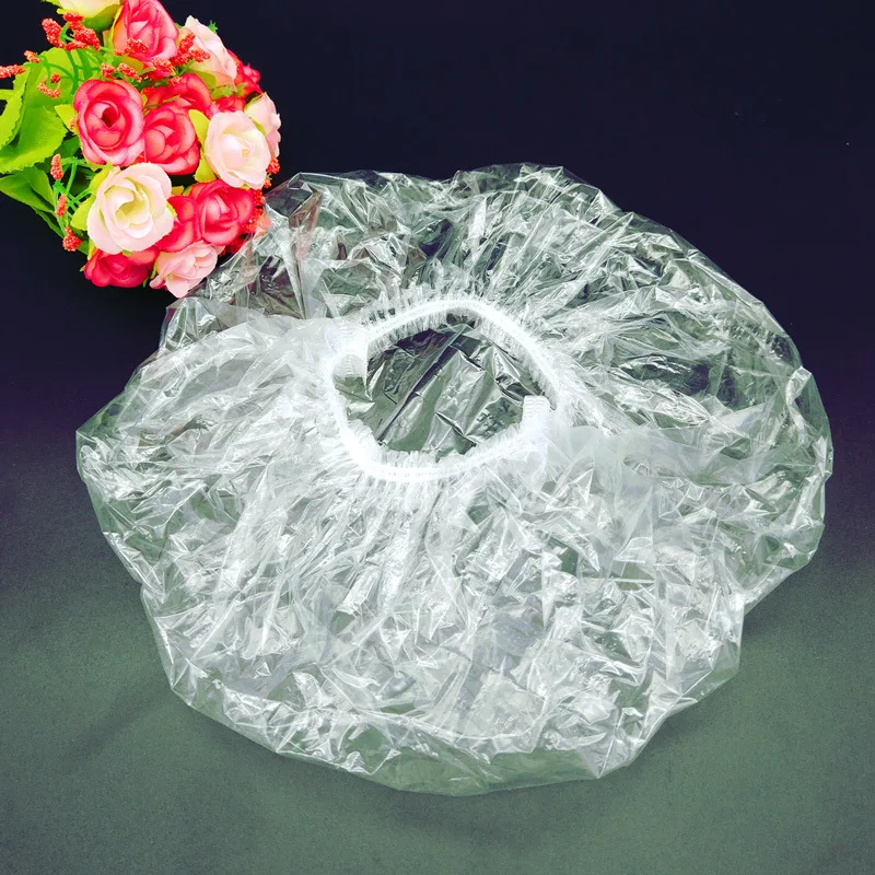 factory direct Cheap Plastic  Clear Thickening Bath Hair Cap and Thick Waterproof Bath Caps