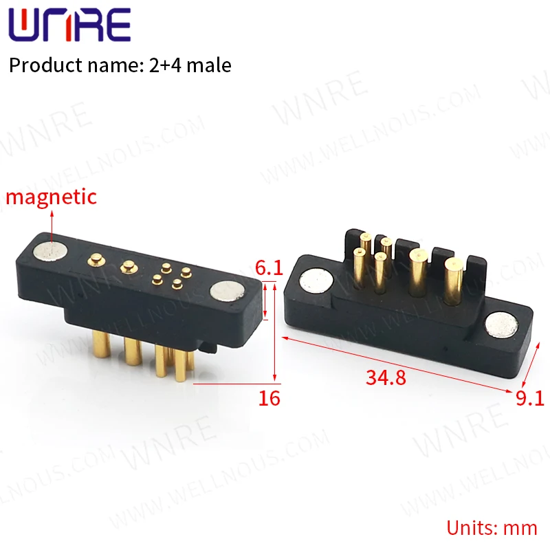 1 Set New Product Customization Magnet Connector 2+4 Pogopin Male and Female Magnetic Connector
