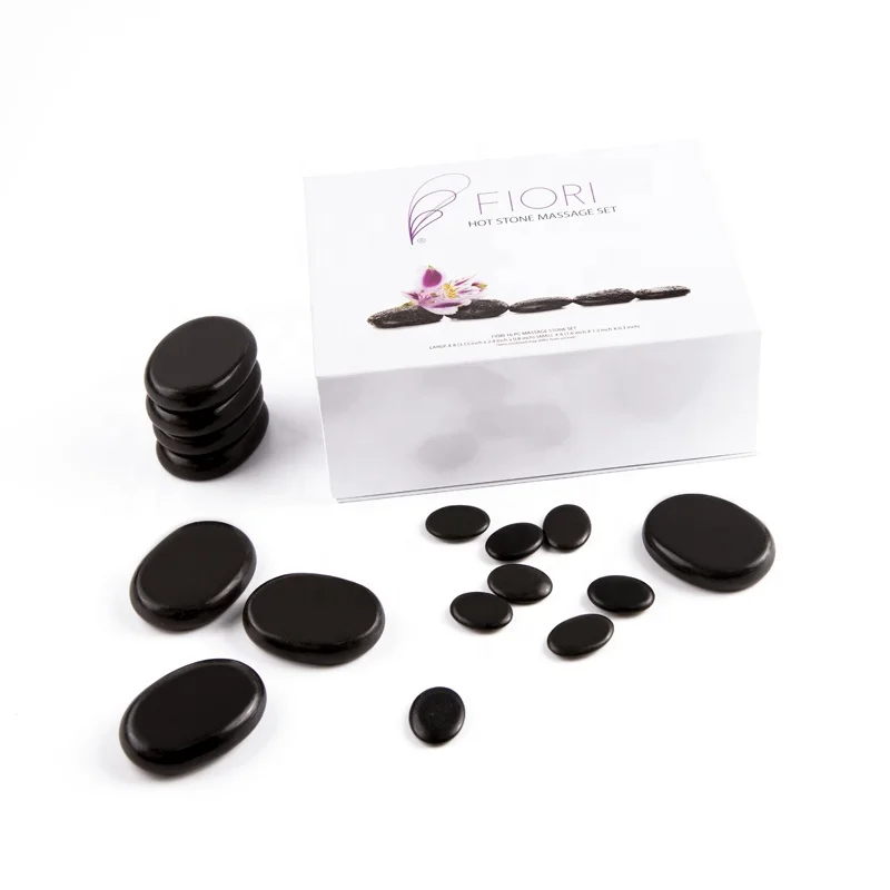 Jade Stone Massage Set Gua Sha Wholesale Hot Sale Black Hot Basalt Stone Massage Hot Stone Massage Set