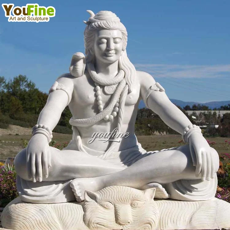 Custom Large Size Outdoor Religious Natural Stone White Marble Lord Shiva Statue Sculpture