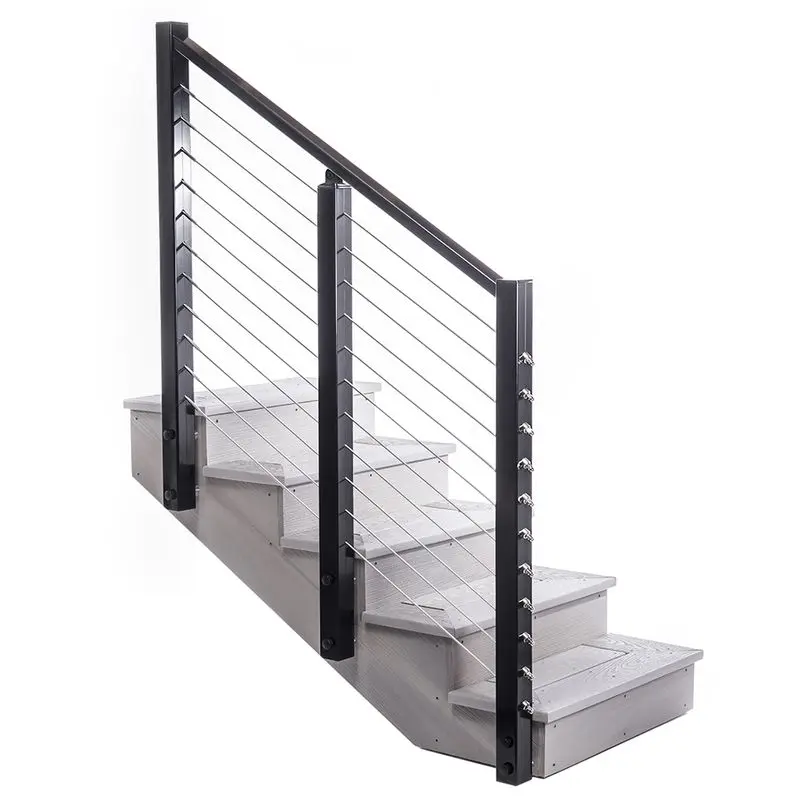 YL low maintenance black metal cable railing side mounted for Hotel decoration