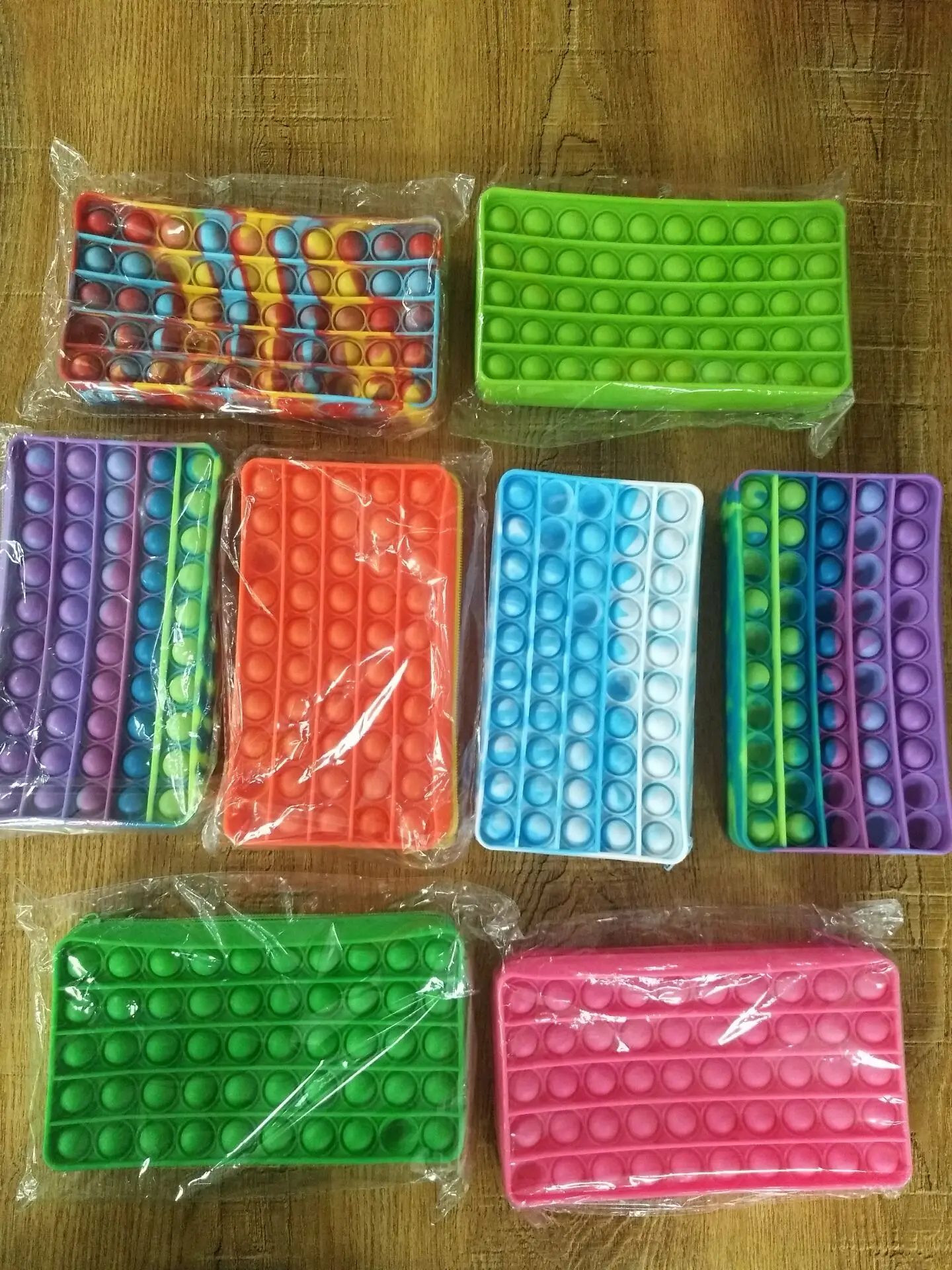  Kids Pen Storage Purse Push Bubble Pencil Case School Rainbow Silicone Stress Relief Fidget