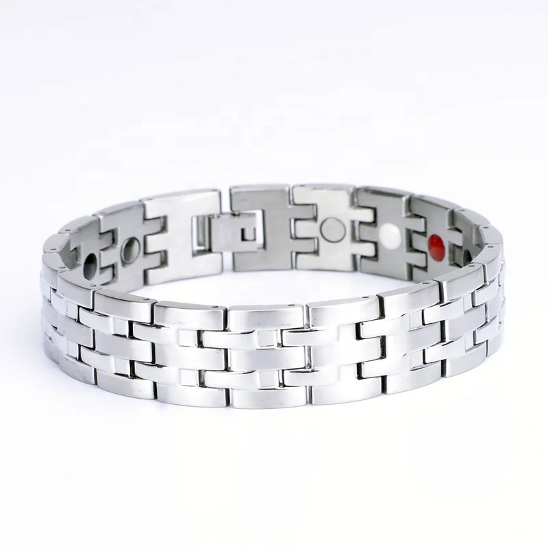 China factory wholesale gold color plated stainless steel and black ceramic 4 in 1 bio energy magnetic healthy bracelet