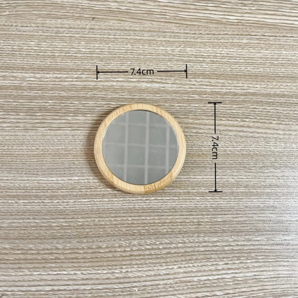Custom Eco Friendly Small Round Square Bamboo Wood Pocket Mirror Travel Portable Wooden Makeup Mirror