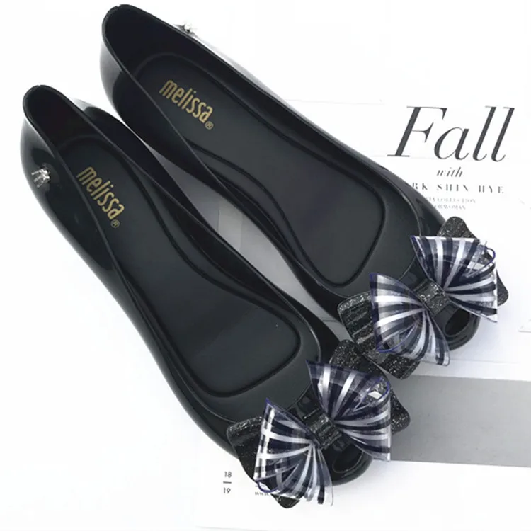 Wholesale womens shoes  new style big bow women unique pvc flat sandals high quality casual  fashion footwear for girl