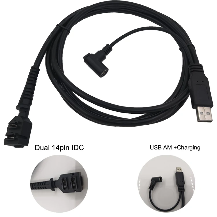 New Product Double 14 Pin IDC to USB+DC Power Supply Connector Cable For VeriFone VX805/ VX820