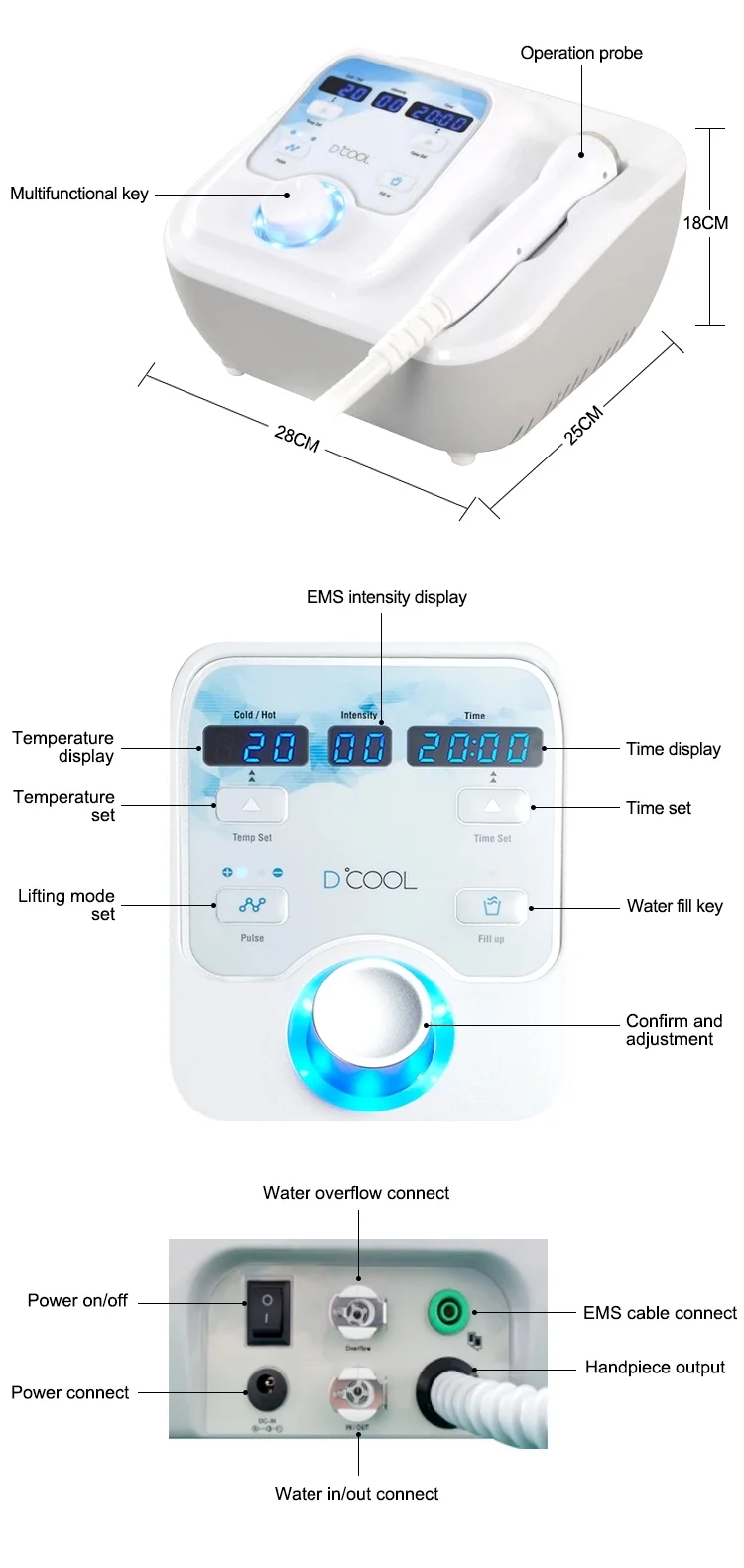 Портативное устройство для подтяжки кожи Dcool Cool + Hot EMS прибор электропорации