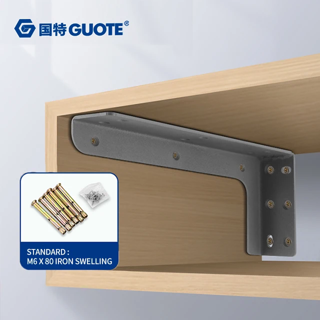 GUOTE Desk Bearing Concealed Type Bracket Accessories Metal Heavy Duty Wall Mounted Triangle Shelf Bracket