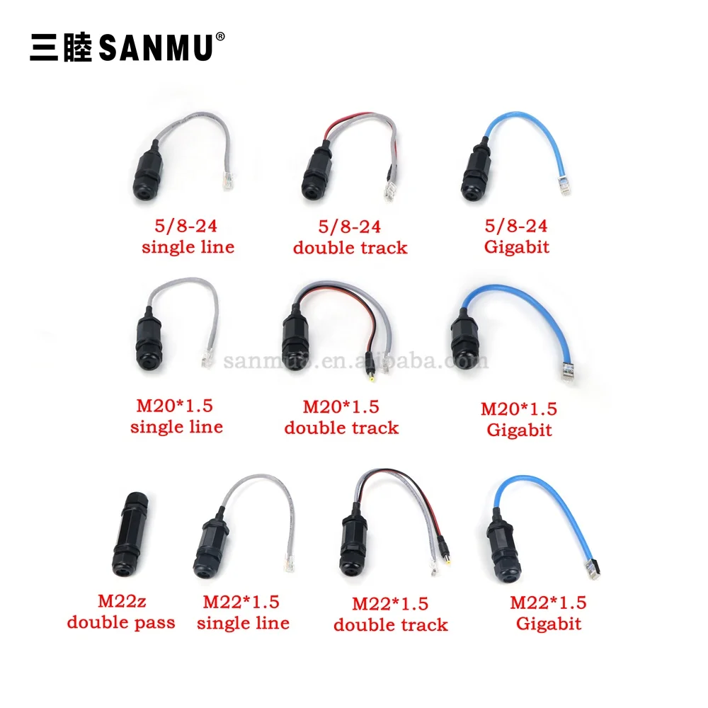 RJ45 Ethernet водонепроницаемый разъем 5/8-24 M20