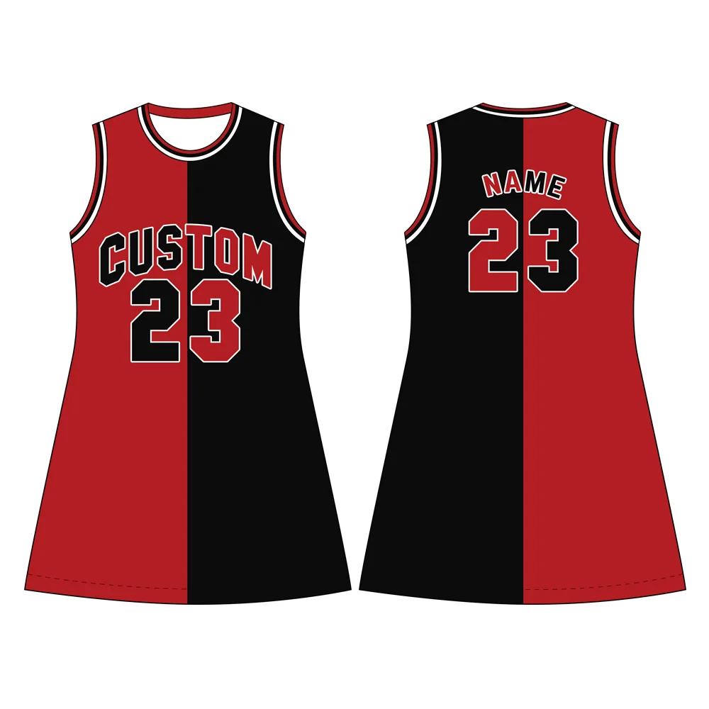 Custom Women Jersey Shirts Dress Summer Bodycon Dress Custom Pink Team Charming Lovely Basketball Uniform Dress