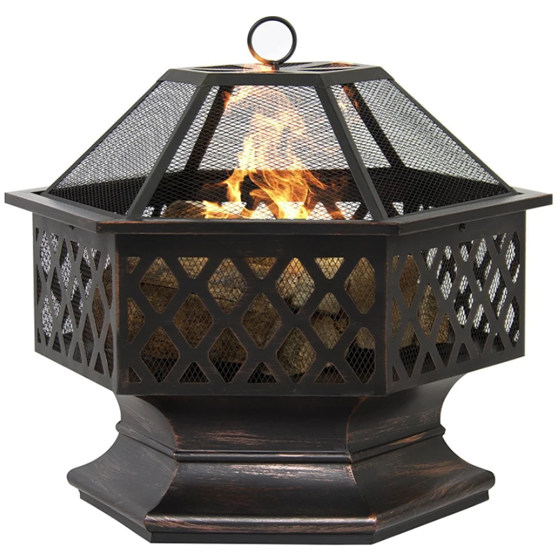 
Firepit Complete With A Poker and Log Grate metal garden fire pit brazier 