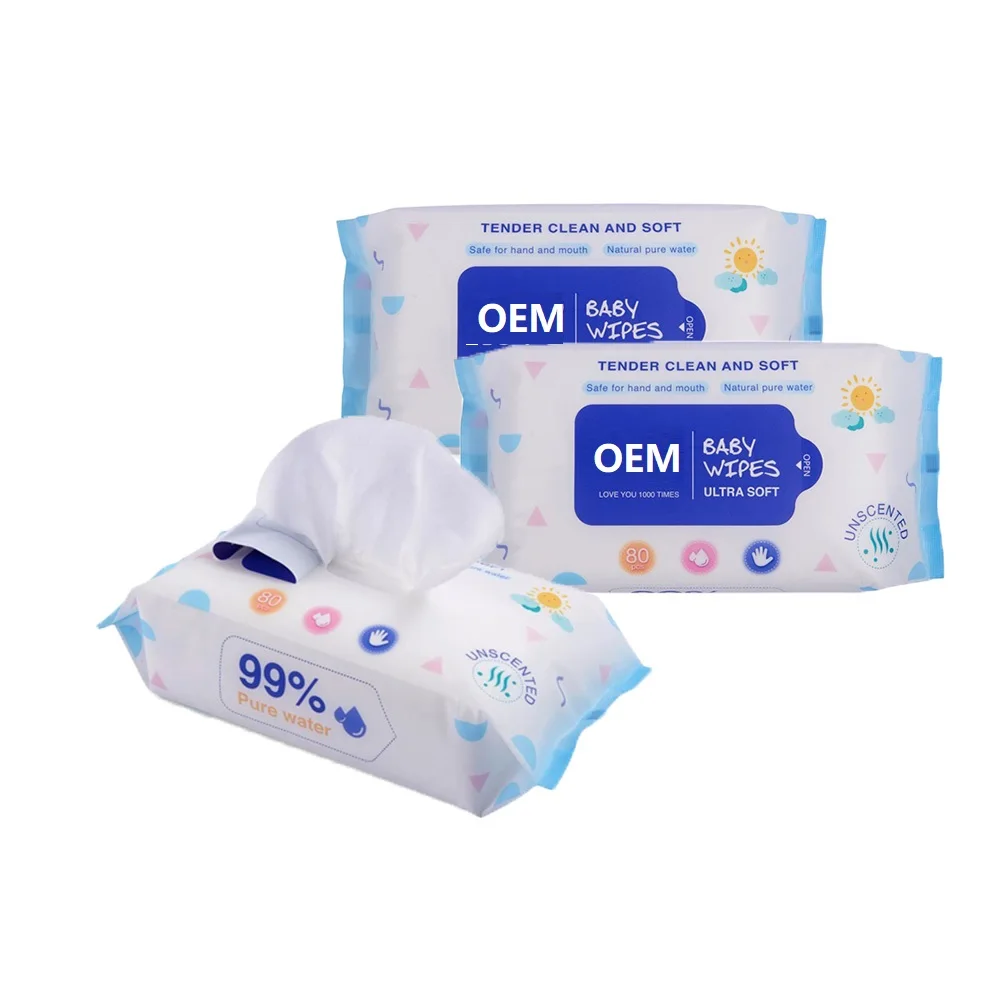 OEM custom logo biodegradable compostable 60 counts wet flushable toilet paper cleansing kid baby 80pcs wipes