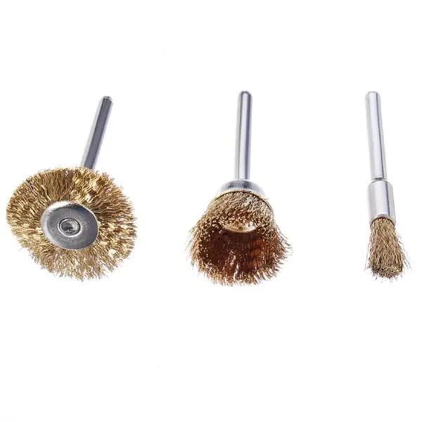 3pcs 22mm/13mm/5mm Mini Stainless Steel Brass Wire Metal Polishing Brush Wheels Accessories Tools