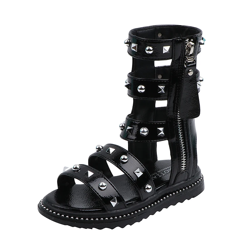 Hot selling summer Korean high-top Roman sandals hollow fashion rivets girls children sandals