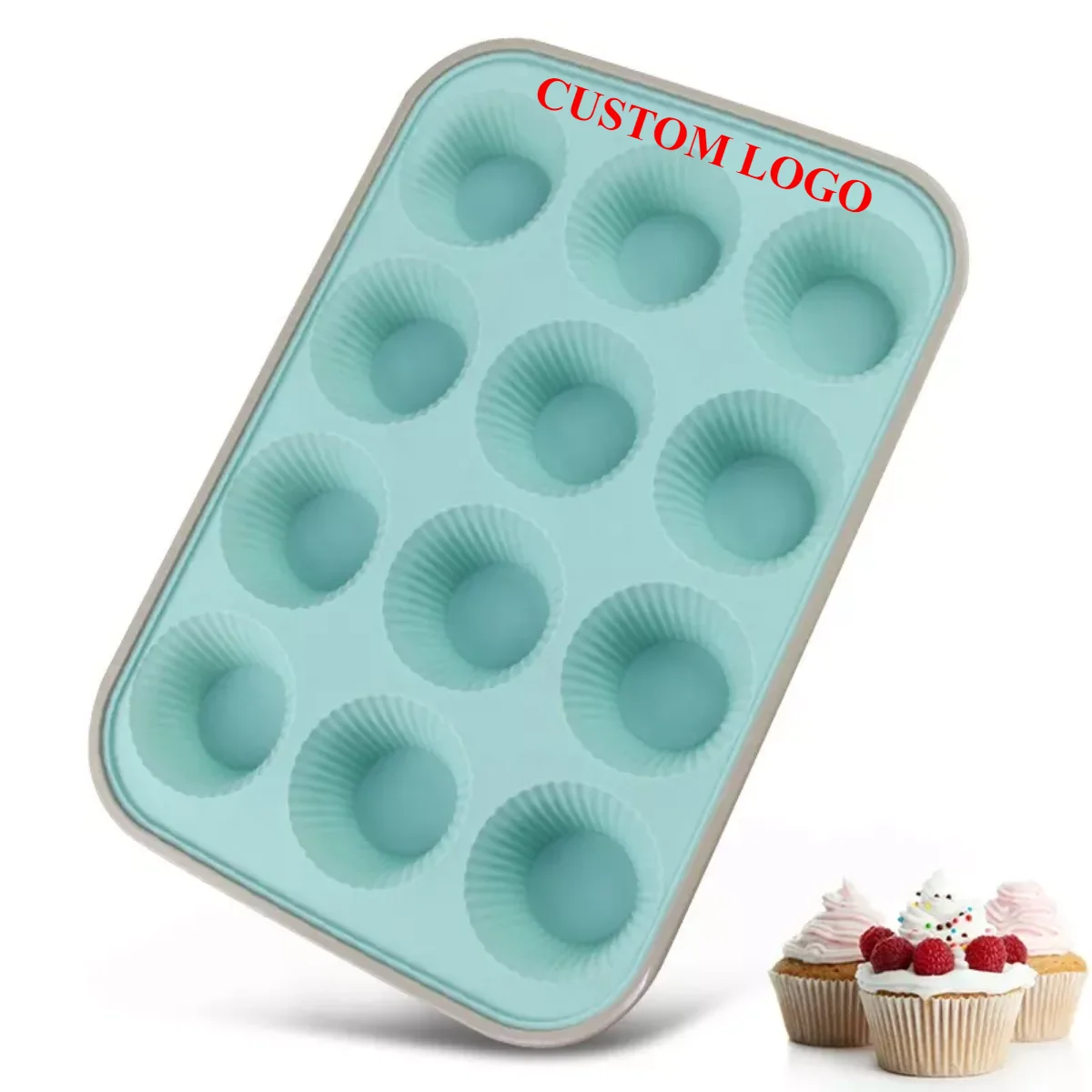 12 Holes Muffin Cake Pan Non Stick Kitchen Microwave Bakeware Baking Mold Silicone Cake Pan Molds for Baking