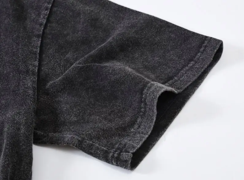 OEM Wholesale cotton oversized Washed distressed tshirt blank heavy thick Men vintage stone tshirt custom black wash t shirt
