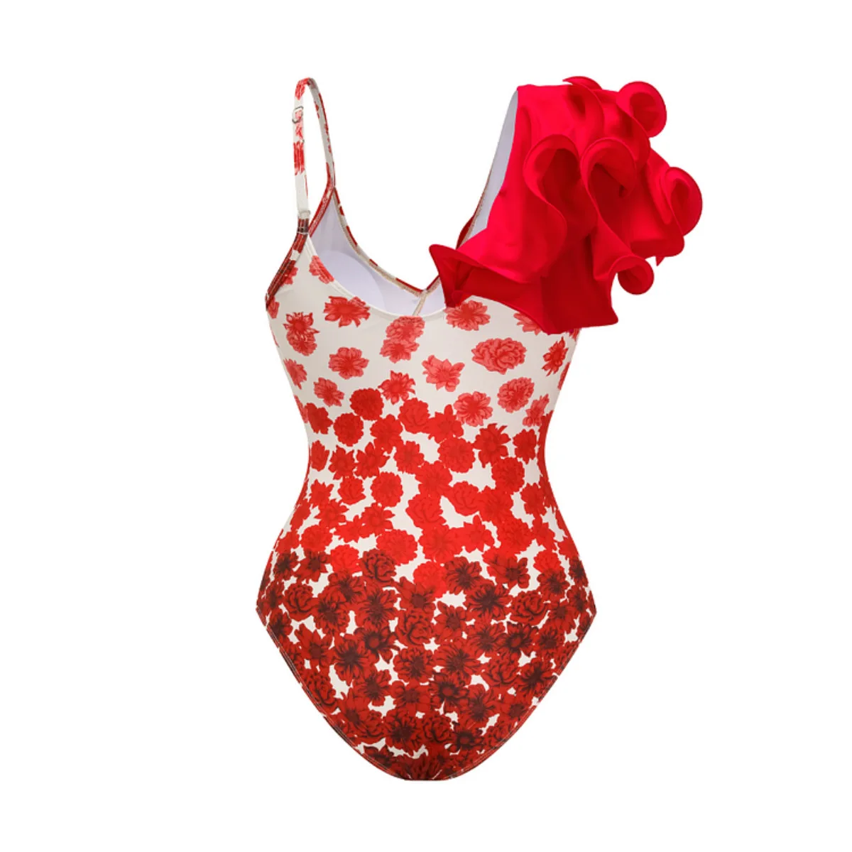 Baishiwei 2024 New Bikinis One Shoulder One Pieces +Bohemian Dress for Women Summer Floral Beach Cover Up V-Neck Swimsuit Beach