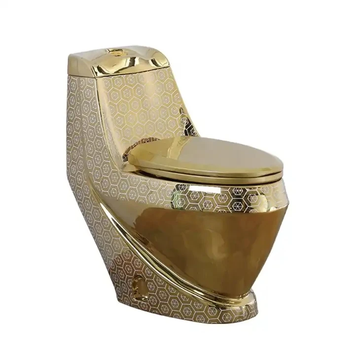 New Model Porcelain Toilet Guangdong Sanitary Equipment Toliet Seat Pushbutton Flush Commode Gold One Piece Toilet
