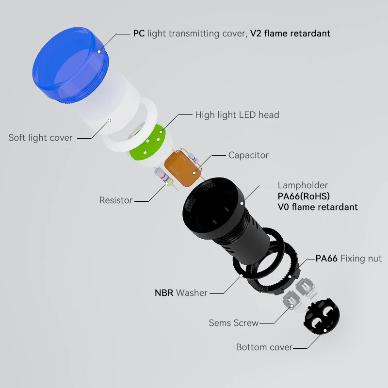 New 22mm AD22-22D/S LED Power Indicator Light General signal lamp AC/DC12V24V36V48V110V220V380V without wire Yellow