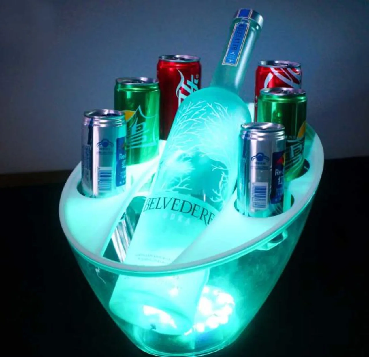 New Design Acrylic Illuminated Led Ice Bucket Acrylic Clear Led Plastic Ice Bucket Clear Acrylic Plastic Ice Bucket For Beer