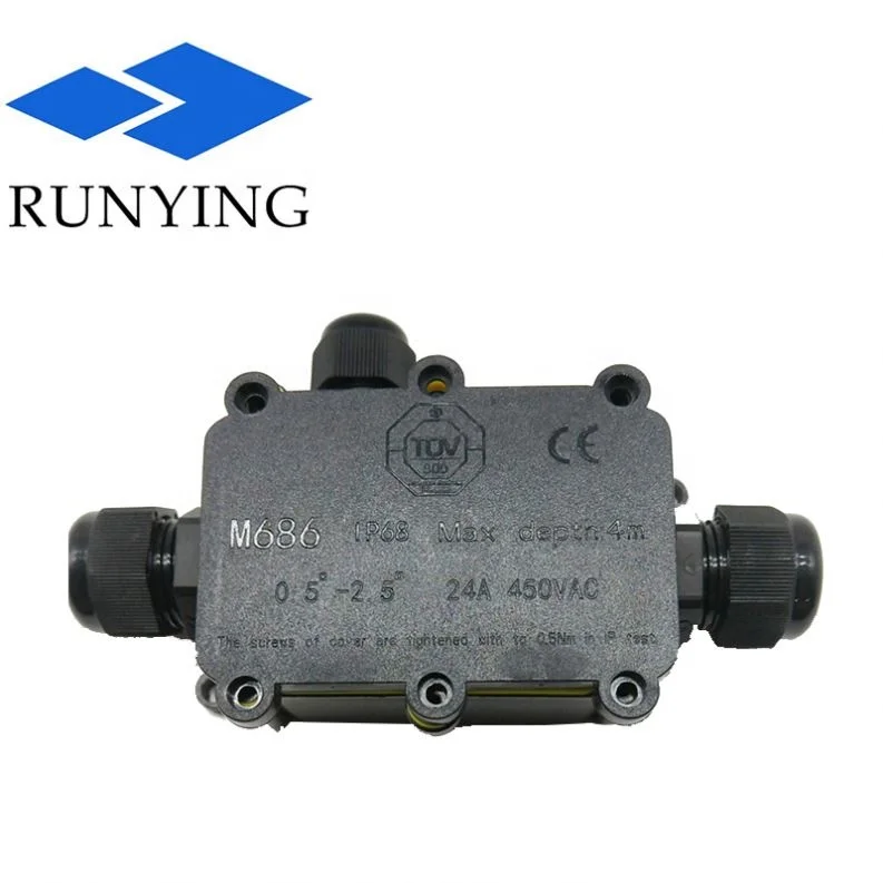 M686 6 Pole 6 Way IP68 Waterproof Cable Terminal Junction Box With Cable Gland IP68 Electrical Junction Box