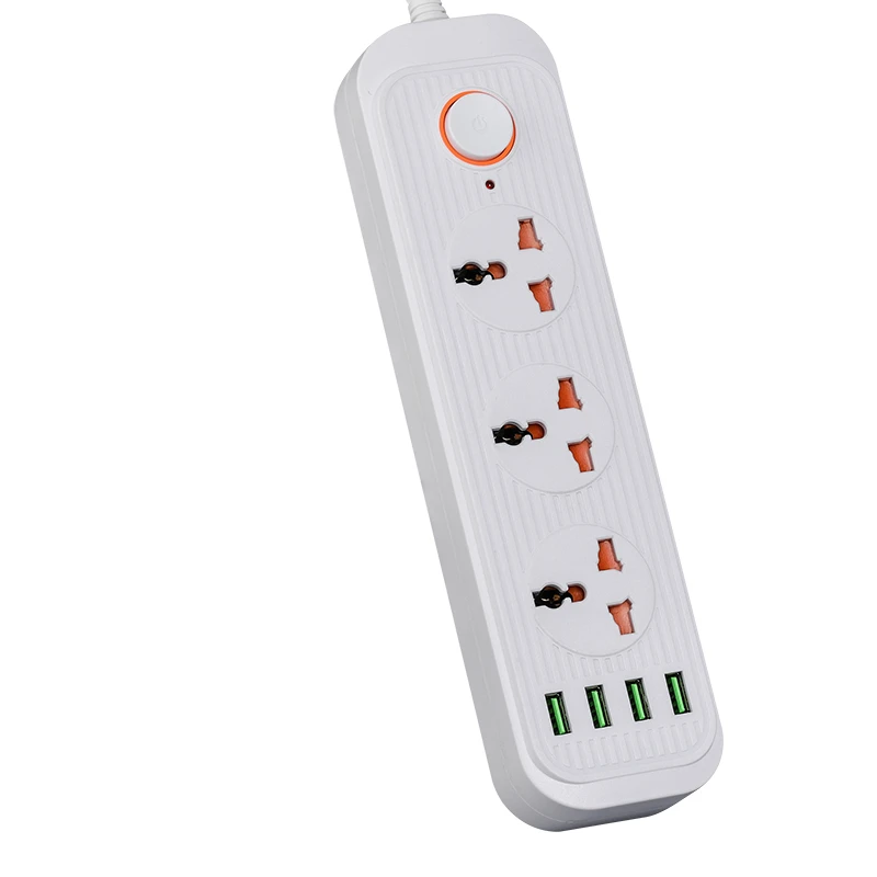2022 New Strip 3 port plug extension socket 3 usb adapter with Switch 2M Extension Cords