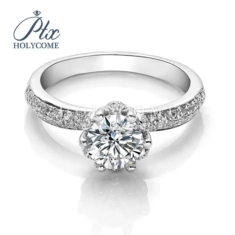 Pave floral design VVS 1 carat diamond women 925 sterling silver moissanite ring
