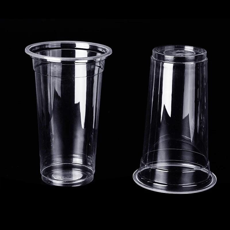700P 590ml 20oz Disposable Transparent Plastic Cup for Bubble Boba Milk Tea Juice Coffee Single Wall No Logo Party Events BBQ