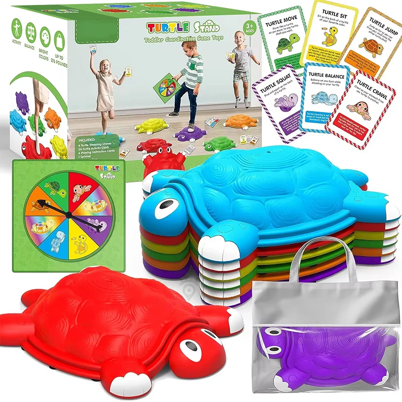 Huiye Turtle Balance Sensory Toys Coordination Skills Training Obstacle Courses Fun Indoor Outdoor Stepping Stone for Kids Gifts