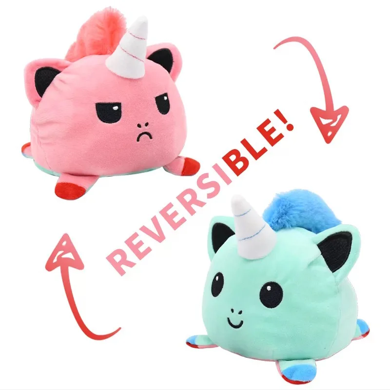15cm New Design Cute Stuff Flip Double Side Unicorn Cat 35 Type peluches de Reversible Stuffed Animals Toy