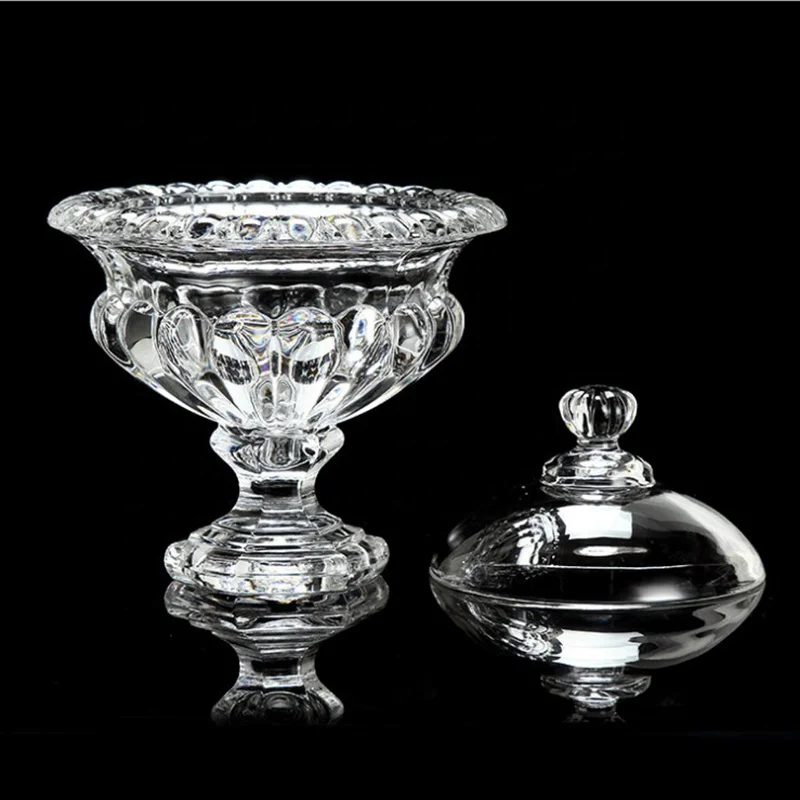 European Candy jar royal crown relief with lid glass sugar jar transparent dried fruit candy box living room decoration