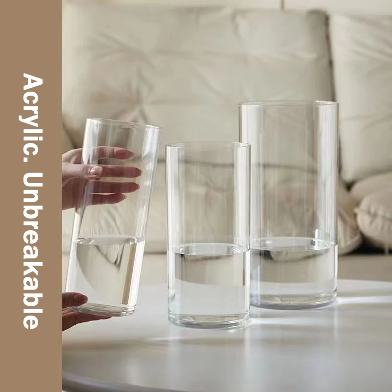 2024 New wholesale flower acrylic large clear vase for wedding living room decoration