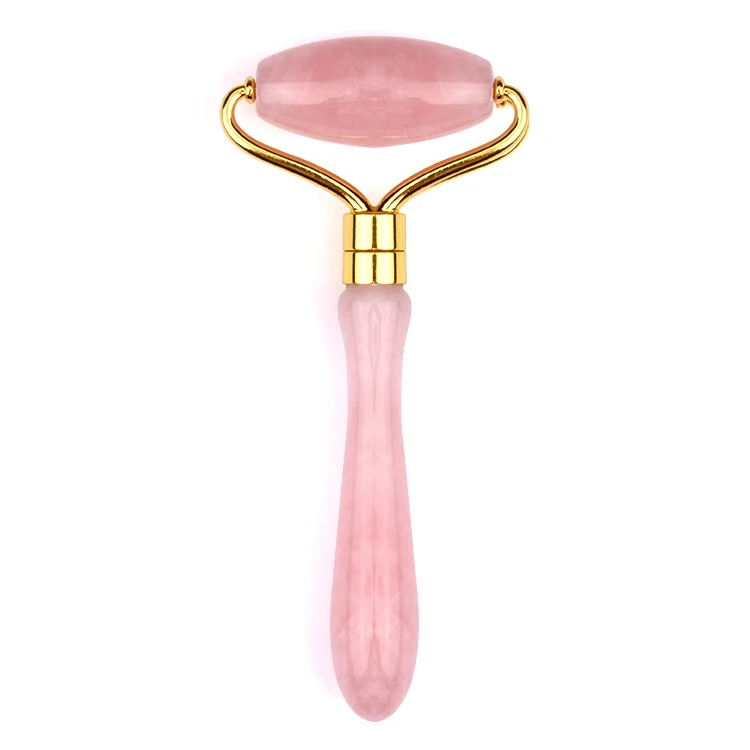 New Upgraded Diy Rose Quartz Roller Natural Stone  Crystal Handle Faceroller With Screw Detachable Roller For Face Anti Aging