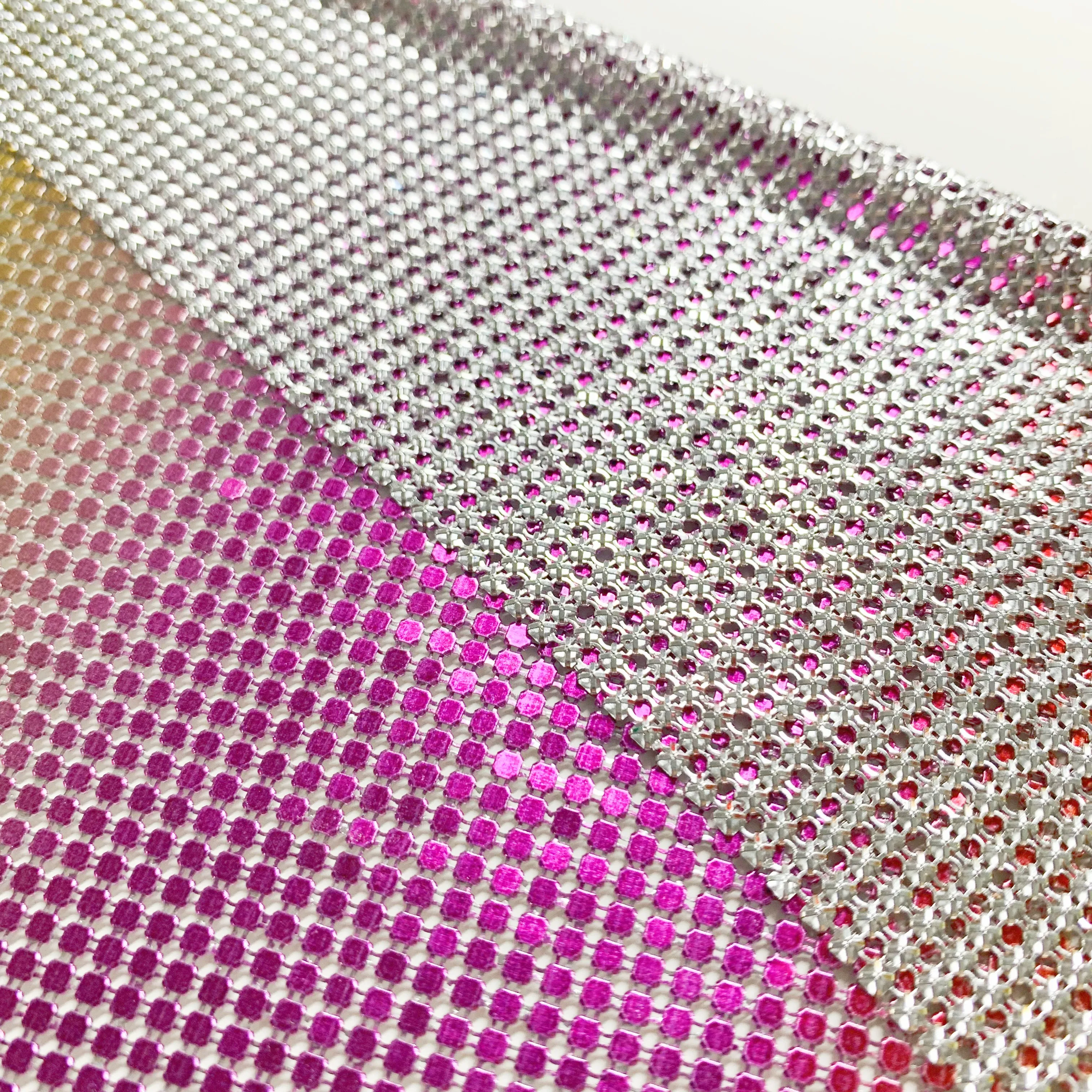 Fast Delivery Black Iridescent Aluminum Metal Mesh Metallic Sequin Chain mail Fabric For Dress Metallic Sequin Mesh