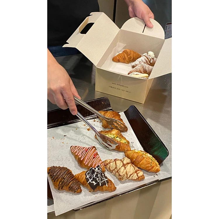 Custom logo design bake bakery croissant chocolate cake french eclairs packaging paper box for eclair pastry dessert house