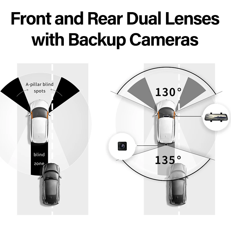 Supplier 70mai Rearview Dash Cam Wide D07 9.35 inches 1080P HD Screen App Control 70mai dual mirror dash cam car dvr