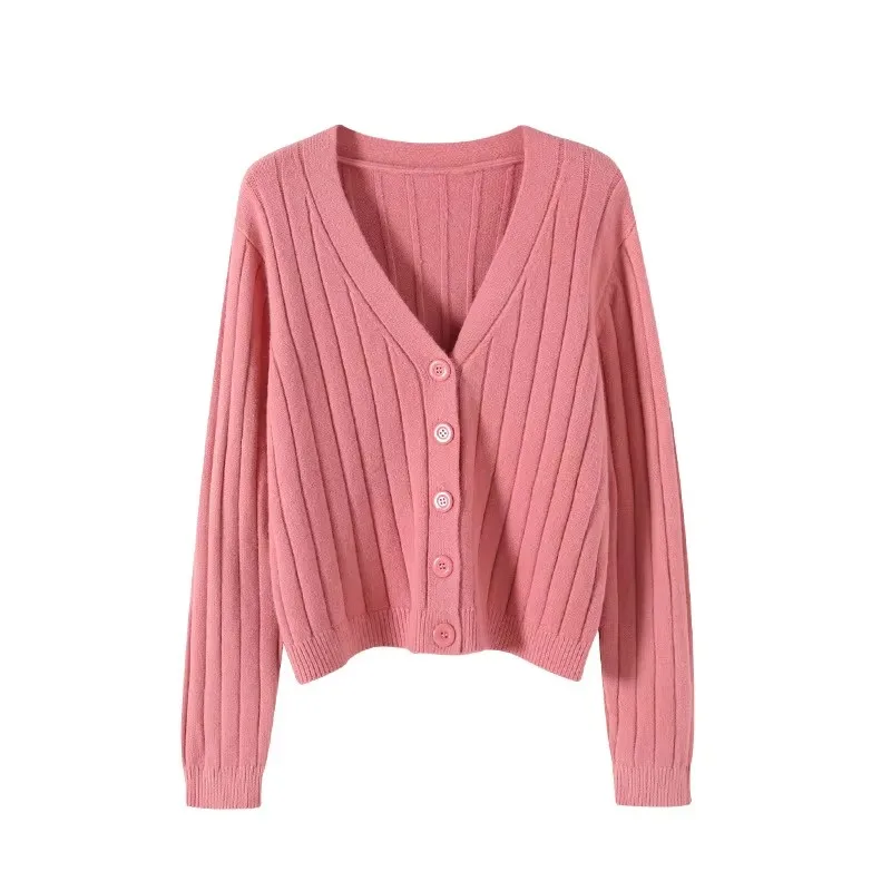 Custom Solid Color Female Knitwear Clothing Outer Wear Loose  Ladies Sweater Cardigan Outerwear Tops Women Knit Clothes