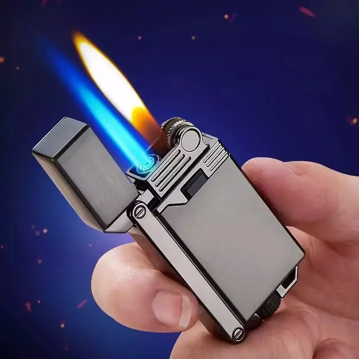 Wholesale Two Flames Turbo Lighter Flint Gas Lighter Smoking Accessories Windproof Cigarettes Lighters Gadgets For Men