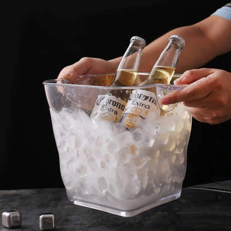 Bar Clear Plastic  Beer Champagne Red Wine Ice Bucket Plastic Wave Shape Ice Bucket