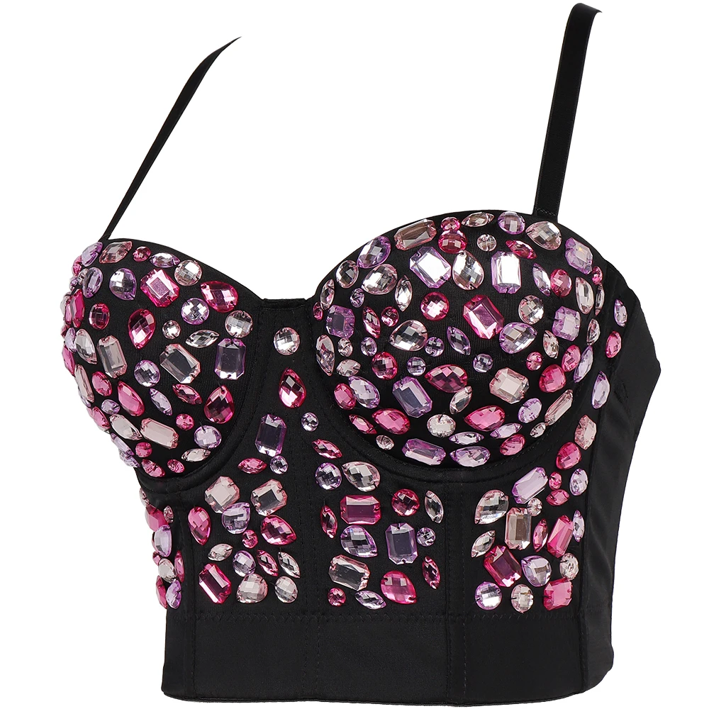 Hot Selling Bright Acrylic Diamond Vest Corset  Crop Top Underwear Bustier Bra for Women Ladies