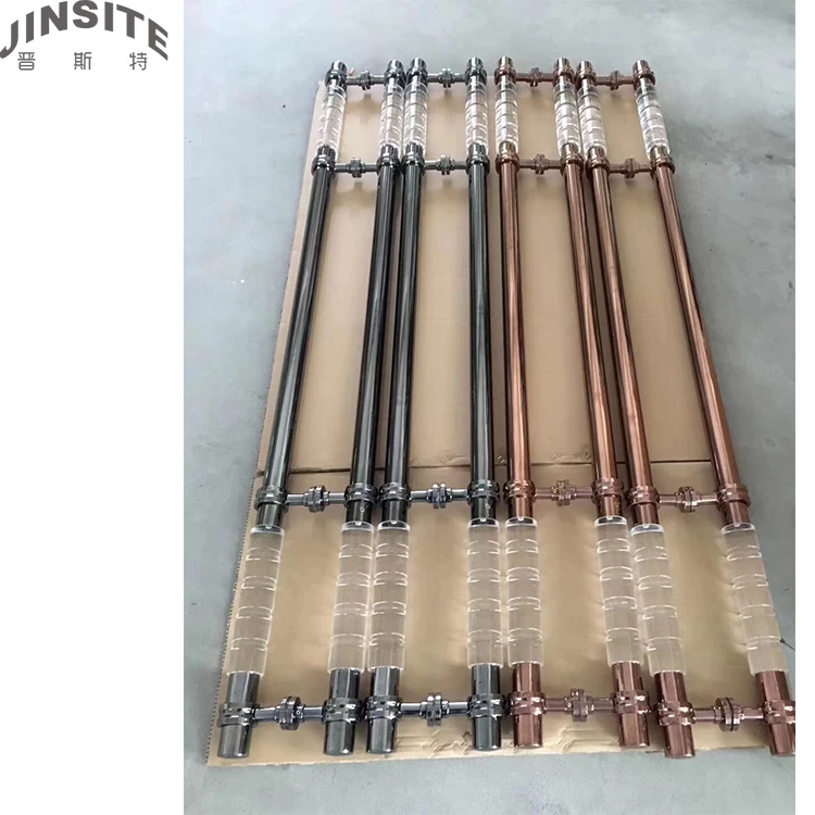 Vintage antique long gold crystal door handle for glass door