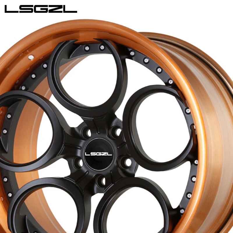 LSGZL custom forged 2 piece car rims alloy wheel Pcd 6X139.7 5x120 5x130 16 19 20 24 26 28 inch rims passenger car wheels