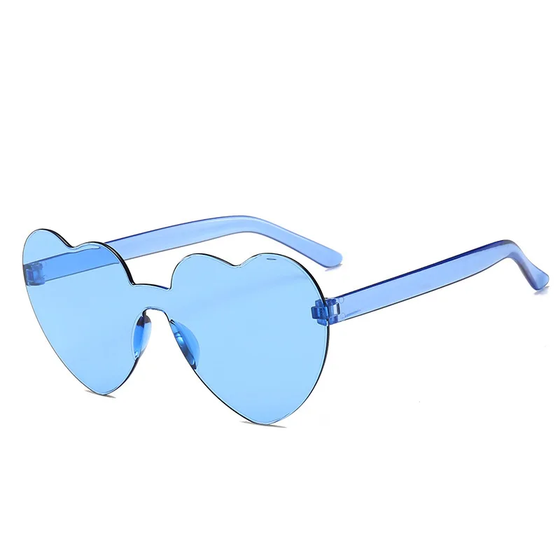 Eyewear Big Frame Sunglasses Candy Colors Lenses Heart Shape Women Rimless Girls Glasses
