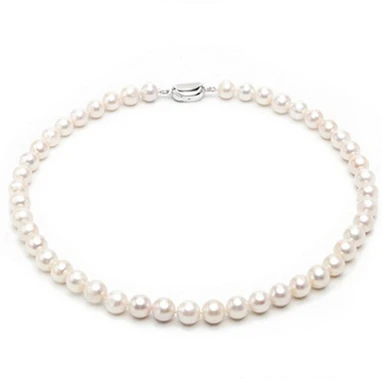 Natural Genuine Real 8.5-9mm AAA Traditional Pearl Necklace White Round Fresh Water Pearl Necklace