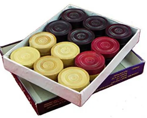 24 pcs Wooden Carrom Coins Set Professional Wood Carrom Coins With Dealer Button Backgammon Chess Game Set For Kids and Adults