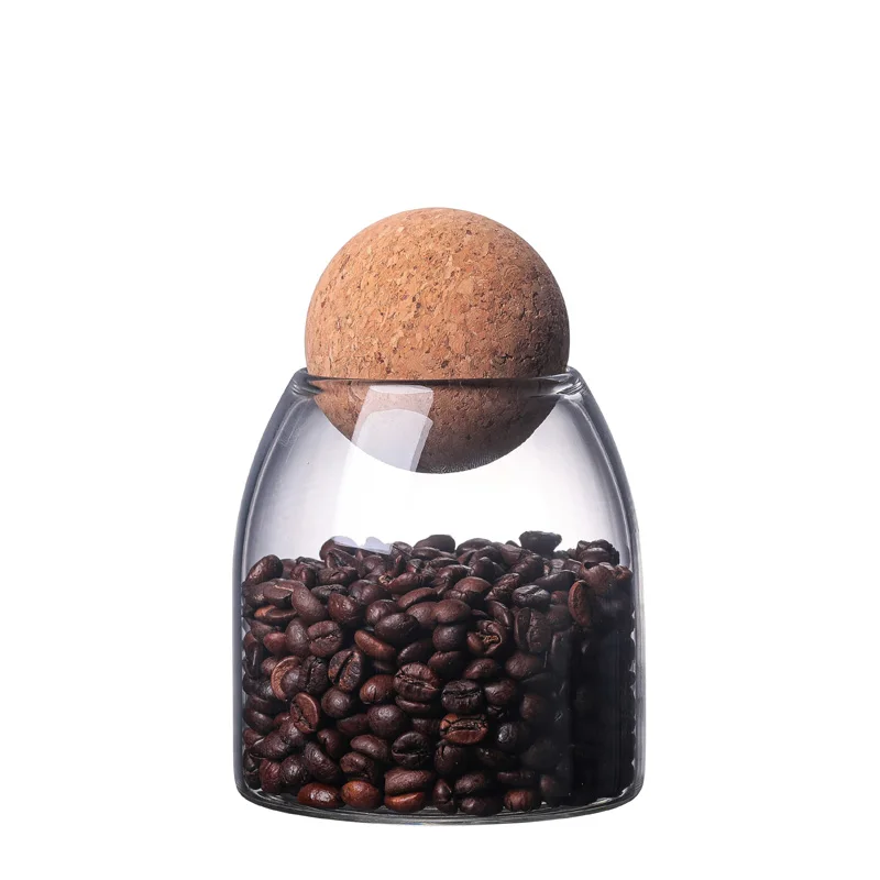Cork ball coffee bean storage jar glass kitchen candy storage large capacity manufacturer direct sale hot seller